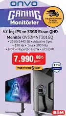 ONVO OV32MNT301GQ 32' İNÇ IPS VE SRGB EKRAN QHD MONİTÖR OYUNCU/GAMİNG MONİTÖRÜ ONVO OV32MNT301GQ 32' İNÇ IPS VE SRGB EKRAN QHD MONİTÖR OYUNCU/GAMİNG MONİTÖRÜ